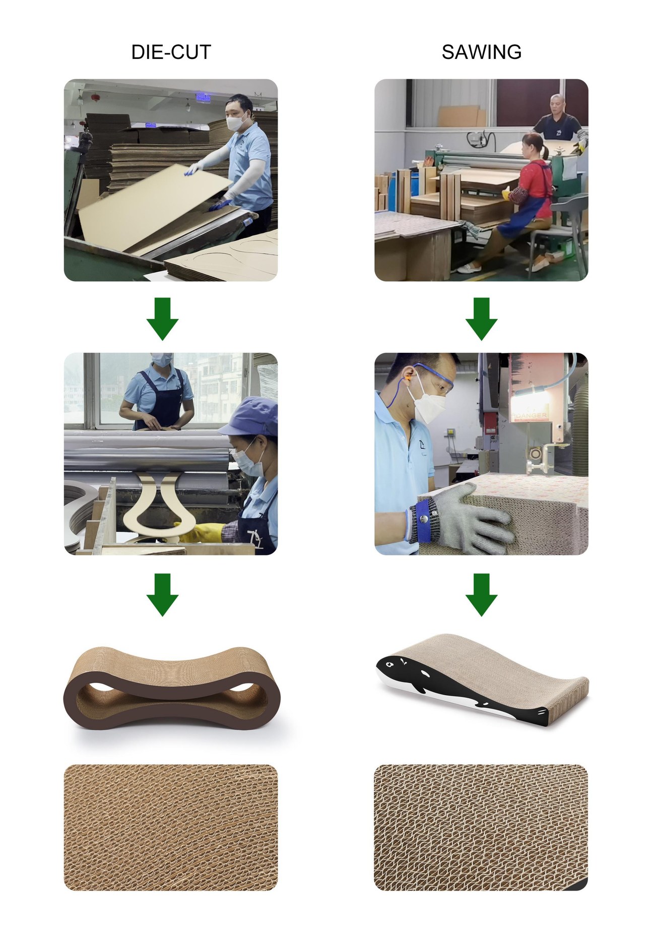 Die-cutting and sawing workmanship comparison