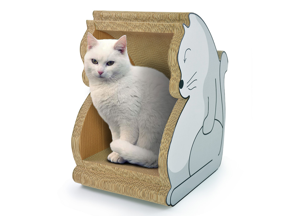High Quality Fat Cat Shaped 3D Big Paper Cardboard Cat House